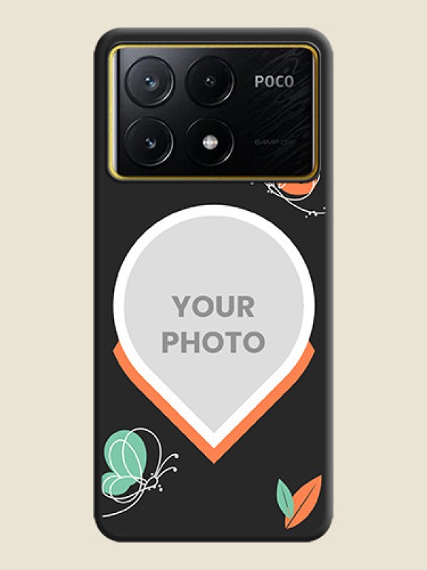 Custom Upload Pic With Simple Butterly Design On Space Black Personalized Soft Matte Phone Covers - Poco X6 Pro 5G - alternate view