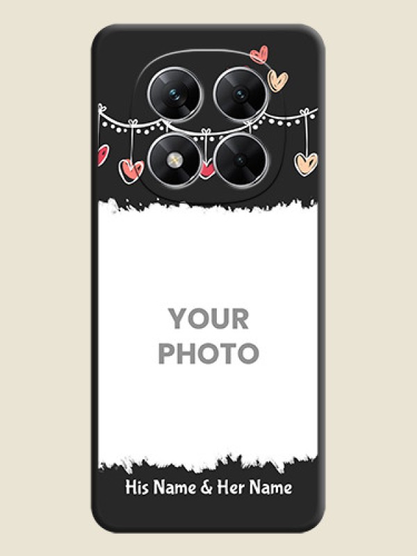 Custom Pink Love Hangings with Name On Space Black Custom Soft Matte Mobile Back Cover - Poco X7 5G - alternate view