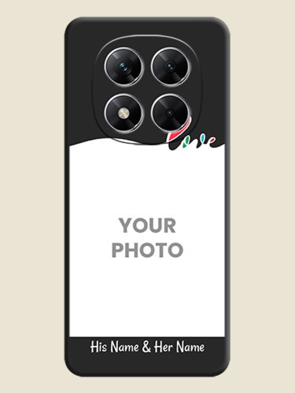 Custom Fall in Love Pattern with Picture on Photo On Space Black Custom Soft Matte Mobile Back Cover - Poco X7 5G - alternate view