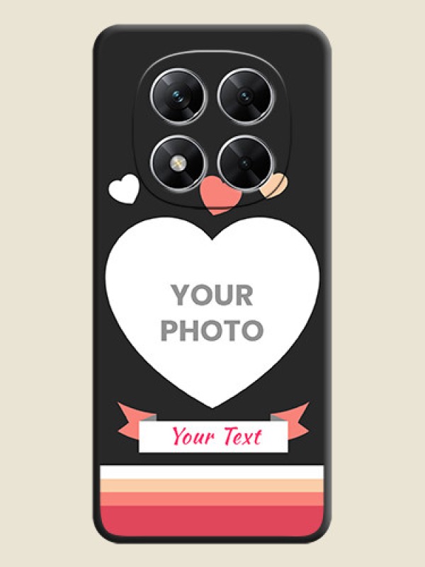 Custom Love Shaped Photo with Colorful Stripes On Space Black Custom Soft Matte Mobile Back Cover - Poco X7 5G - alternate view