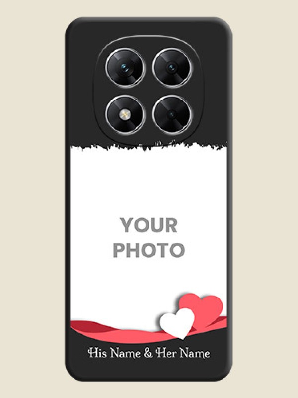 Custom Pin Color Love Shaped Ribbon Design with Text On Space Black Custom Soft Matte Mobile Back Cover - Poco X7 5G - alternate view
