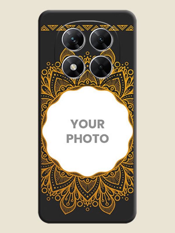 Custom Round Image with Floral Design On Space Black Custom Soft Matte Mobile Back Cover - Poco X7 5G - alternate view
