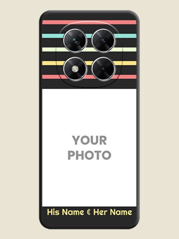 Custom Color Stripes with Photo and Text on Photo On Space Black Custom Soft Matte Mobile Back Cover - Poco X7 5G - alternate view