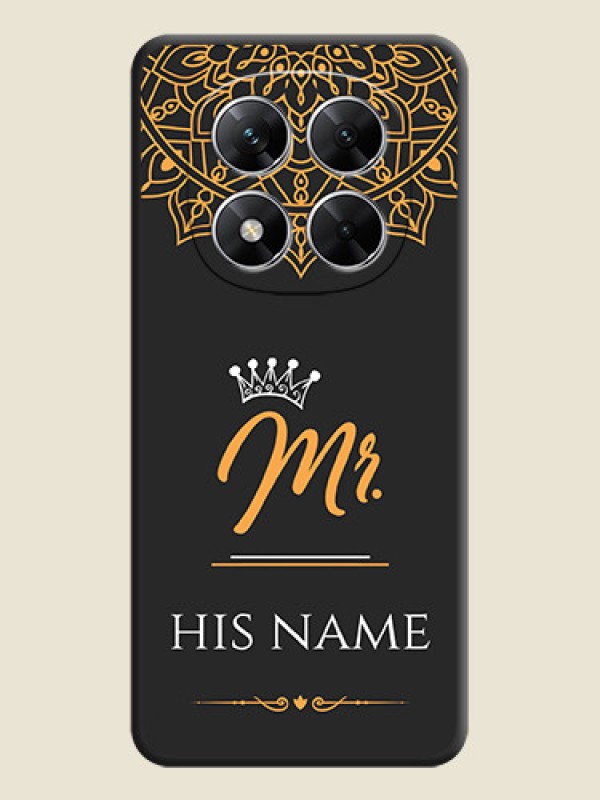 Custom Mr Name with Floral Design On Space Black Custom Soft Matte Mobile Back Cover - Poco X7 5G - alternate view
