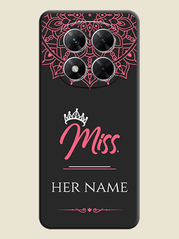 Custom Mrs Name with Floral Design On Space Black Custom Soft Matte Mobile Back Cover - Poco X7 5G - alternate view