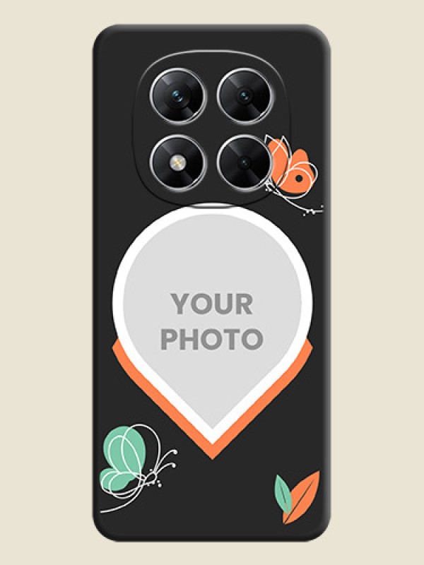 Custom Upload Pic With Simple Butterly Design On Space Black Custom Soft Matte Mobile Back Cover - Poco X7 5G - alternate view