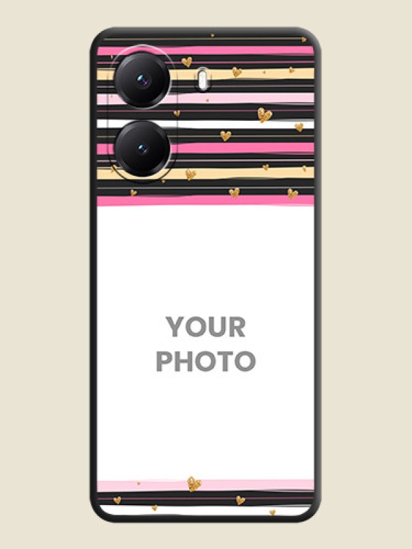 Custom Multicolor Lines and Golden Love Symbols Design on Photo On Space Black Custom Soft Matte Mobile Back Cover - Poco X7 Pro 5G - alternate view