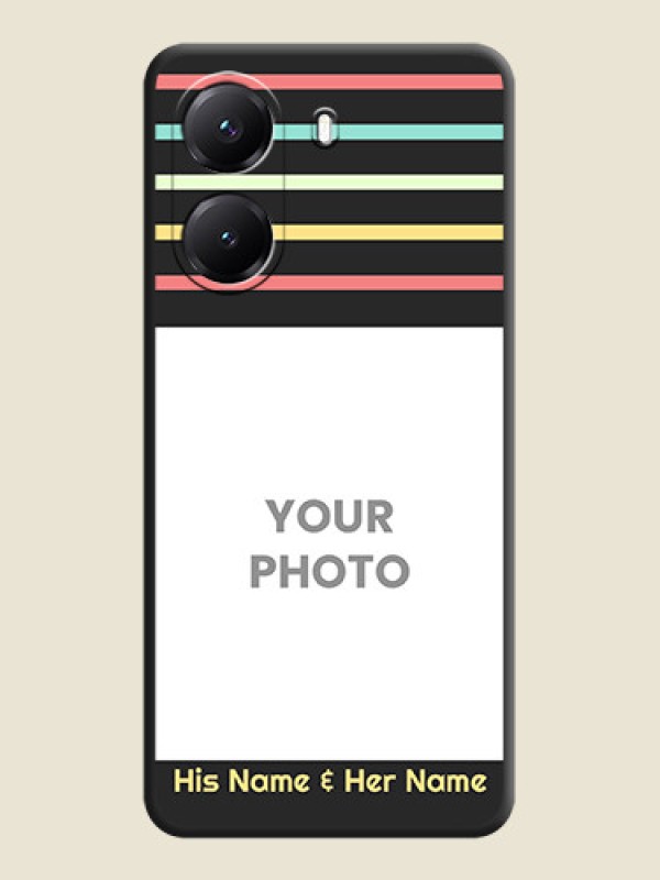 Custom Color Stripes with Photo and Text on Photo On Space Black Custom Soft Matte Mobile Back Cover - Poco X7 Pro 5G - alternate view