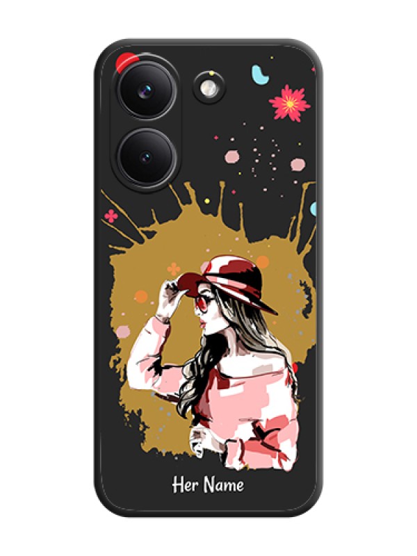 Custom Mordern Lady With Color Splash Background With Custom Text On Space Black Custom Soft Matte Mobile Back Cover - Poco X8 Pro 5G - alternate view
