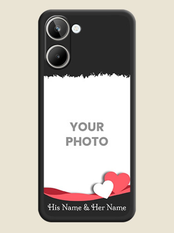 Custom Pin Color Love Shaped Ribbon Design with Text on Space Black Custom Soft Matte Phone Back Cover - Realme 10 Pro 5G - alternate view