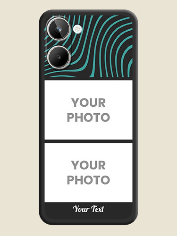 Custom Wave Pattern with 2 Image Holder on Space Black Personalized Soft Matte Phone Covers - Realme 10 Pro 5G - alternate view