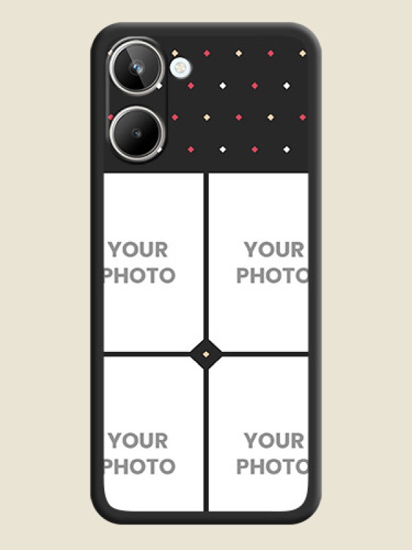 Custom Multicolor Dotted Pattern with 4 Image Holder on Space Black Custom Soft Matte Phone Cases - Realme 10 Pro 5G - alternate view