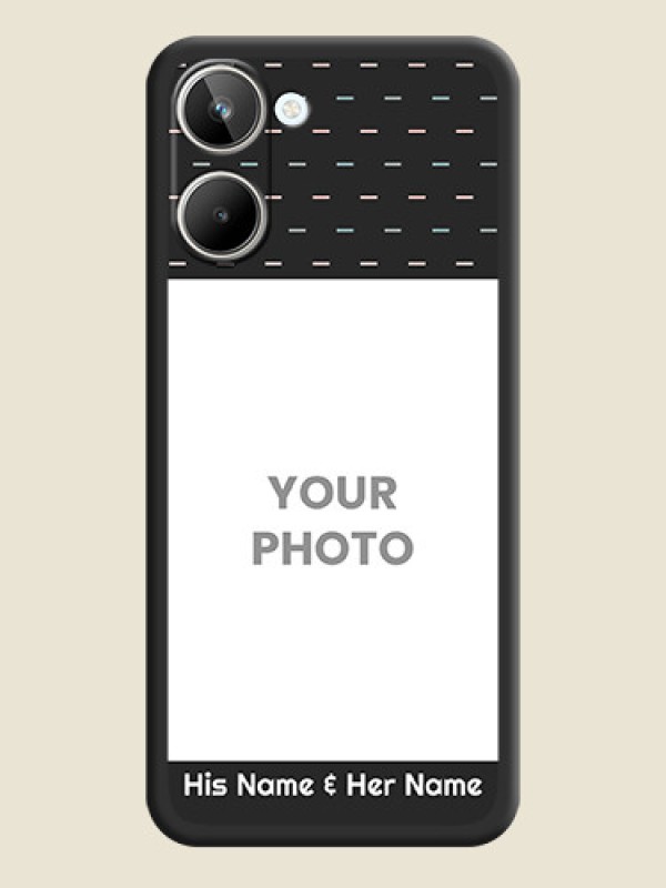 Custom Line Pattern Design with Text on Space Black Custom Soft Matte Phone Back Cover - Realme 10 Pro 5G - alternate view