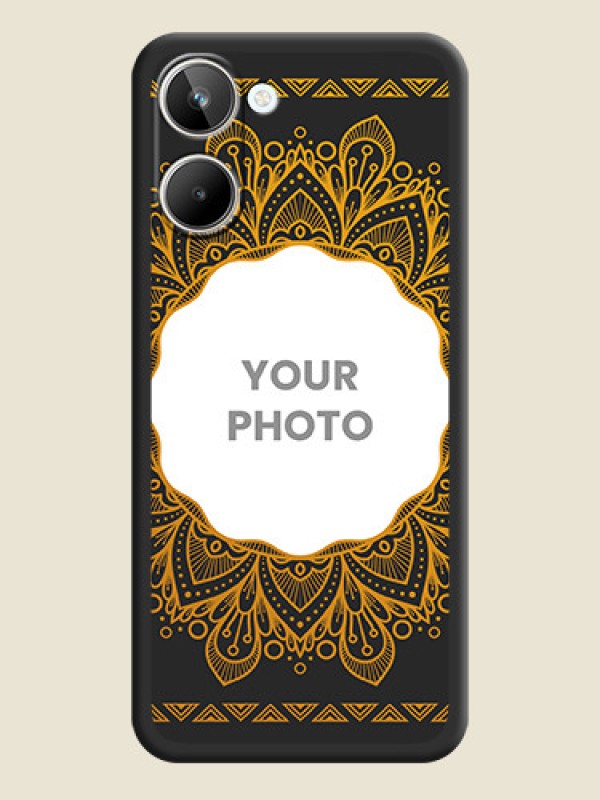 Custom Round Image with Floral Design on Photo on Space Black Soft Matte Mobile Cover - Realme 10 Pro 5G - alternate view