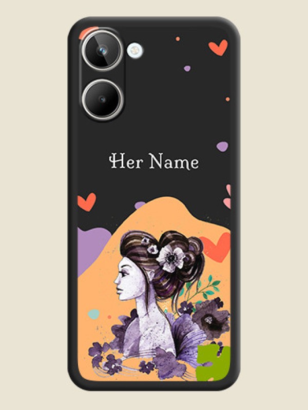 Custom Namecase For Her With Fancy Lady Image On Space Black Personalized Soft Matte Phone Covers -Realme 10 Pro 5G - alternate view