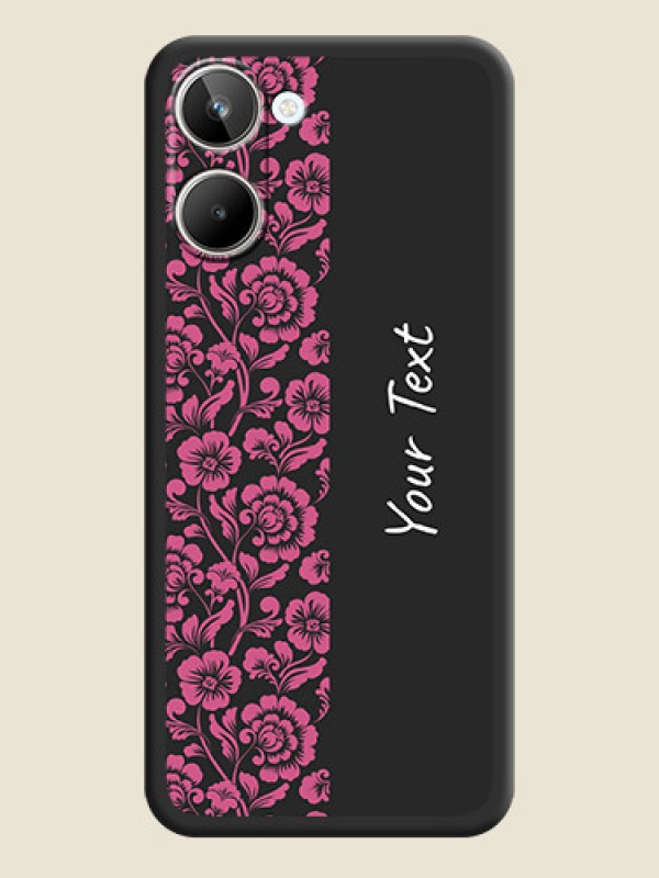 Custom Pink Floral Pattern Design With Custom Text On Space Black Personalized Soft Matte Phone Covers -Realme 10 Pro 5G - alternate view