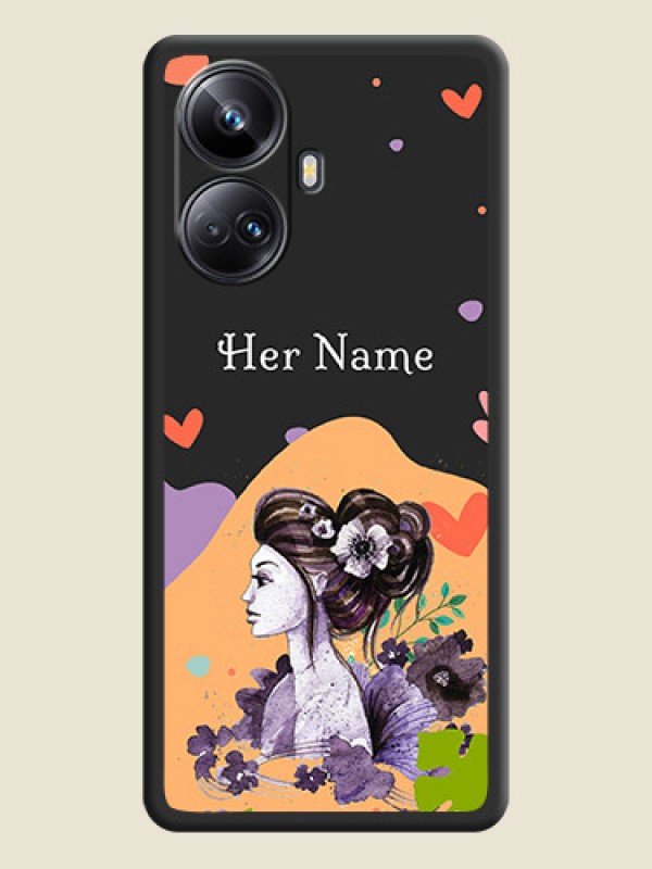 Custom Namecase For Her With Fancy Lady Image On Space Black Personalized Soft Matte Phone Covers -Realme 10 Pro Plus 5G - alternate view