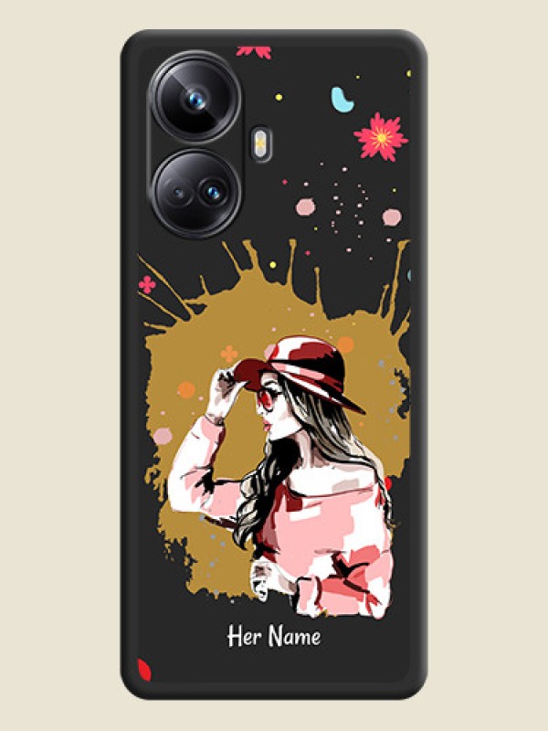 Custom Mordern Lady With Color Splash Background With Custom Text On Space Black Personalized Soft Matte Phone Covers -Realme 10 Pro Plus 5G - alternate view