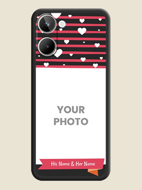 Custom White Color Love Symbols with Pink Lines Pattern on Space Black Custom Soft Matte Phone Cases - Realme 10 - alternate view
