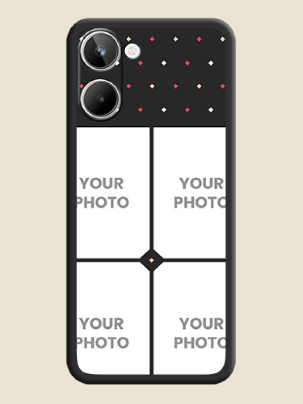 Custom Multicolor Dotted Pattern with 4 Image Holder on Space Black Custom Soft Matte Phone Cases - Realme 10 - alternate view