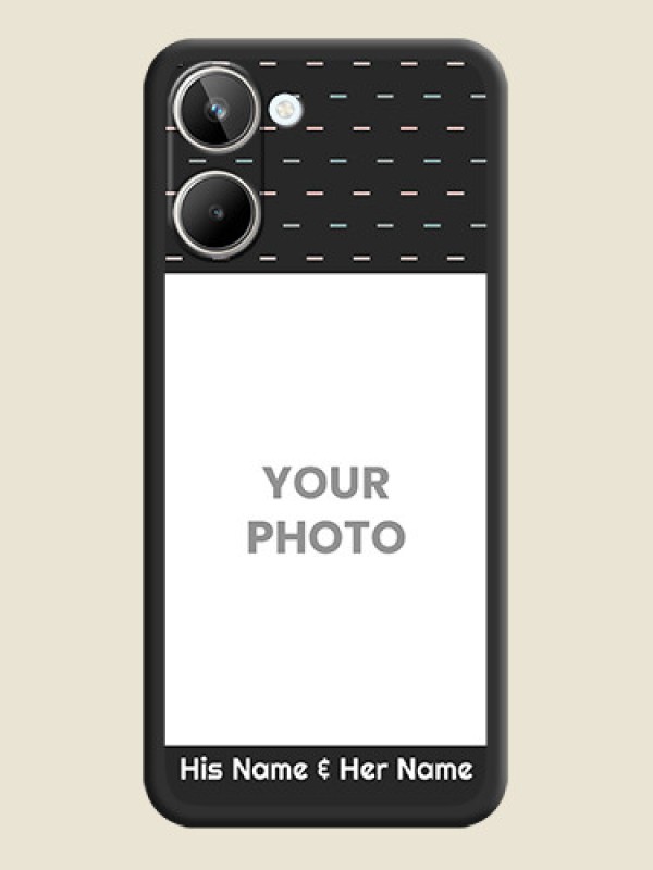 Custom Line Pattern Design with Text on Space Black Custom Soft Matte Phone Back Cover - Realme 10 - alternate view