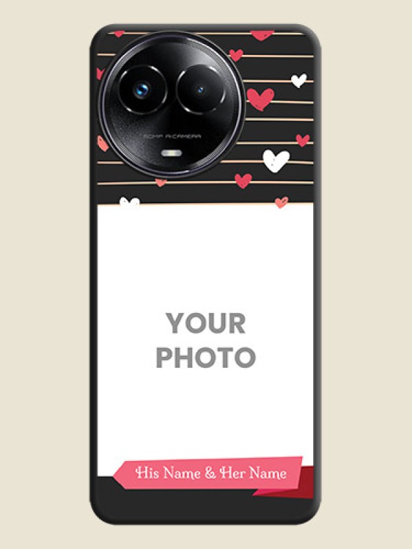 Custom Love Pattern with Name on Pink Ribbon  on Photo On Space Black Custom Soft Matte Mobile Back Cover - Realme 11 5G - alternate view