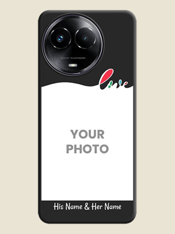 Custom Fall in Love Pattern with Picture on Photo On Space Black Custom Soft Matte Mobile Back Cover - Realme 11 5G - alternate view