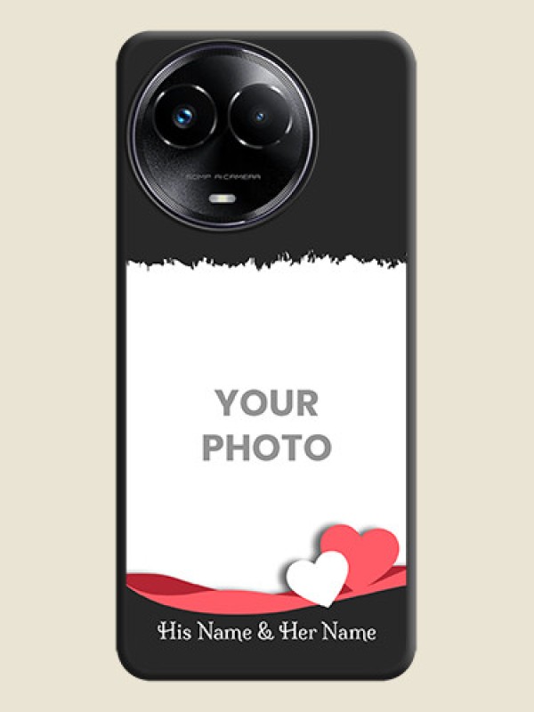 Custom Pin Color Love Shaped Ribbon Design with Text On Space Black Custom Soft Matte Mobile Back Cover - Realme 11 5G - alternate view