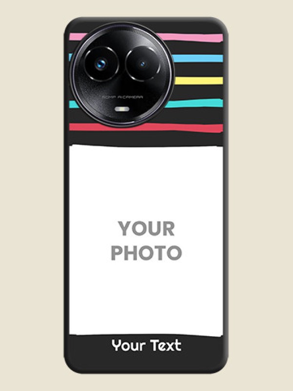 Custom Multicolor Lines with Image On Space Black Custom Soft Matte Mobile Back Cover - Realme 11 5G - alternate view