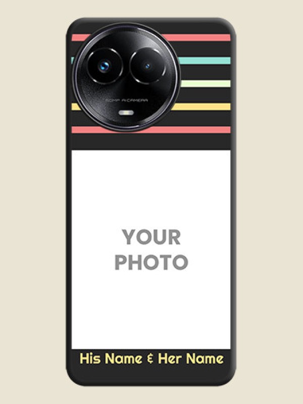 Custom Color Stripes with Photo and Text on Photo  On Space Black Custom Soft Matte Mobile Back Cover - Realme 11 5G - alternate view
