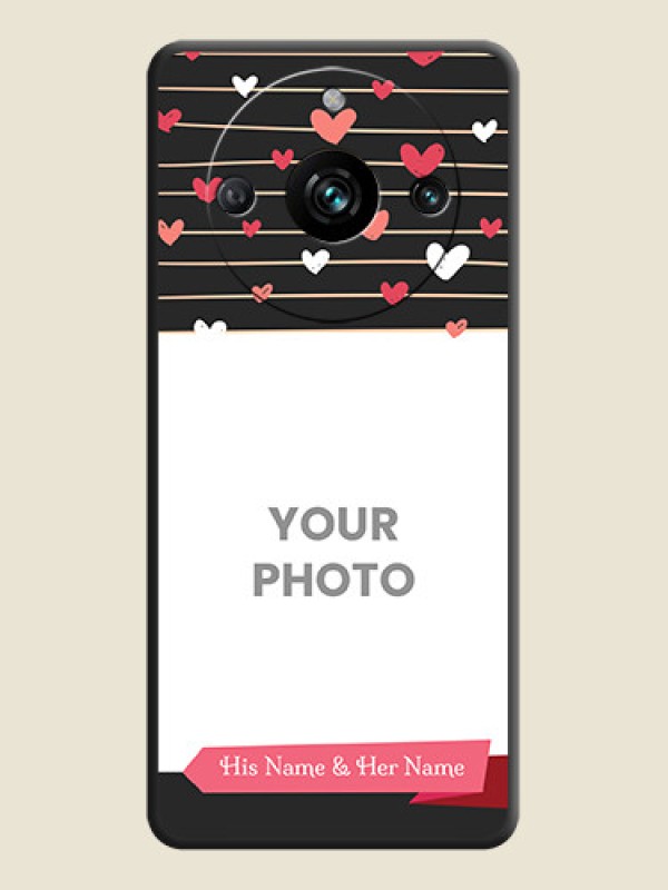 Custom Love Pattern with Name on Pink Ribbon - Photo on Space Black Soft Matte Back Cover - Realme 11 Pro 5G - alternate view