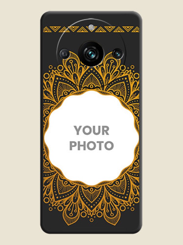 Custom Round Image with Floral Design - Photo on Space Black Soft Matte Mobile Cover - Realme 11 Pro 5G - alternate view