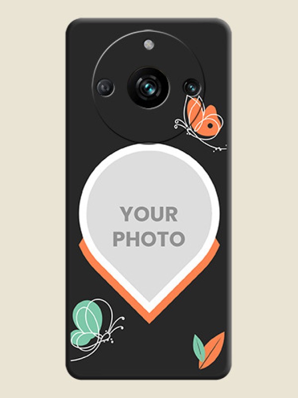 Custom Upload Pic With Simple Butterly Design On Space Black Personalized Soft Matte Phone Covers - Realme 11 Pro 5G - alternate view