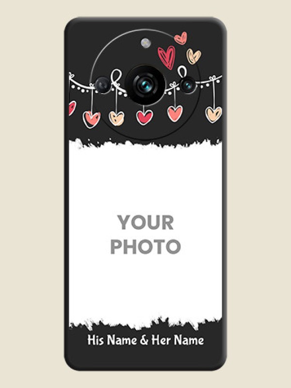 Custom Pink Love Hangings with Name on Space Black Custom Soft Matte Phone Cases - Realme 11 Pro Plus 5G - alternate view