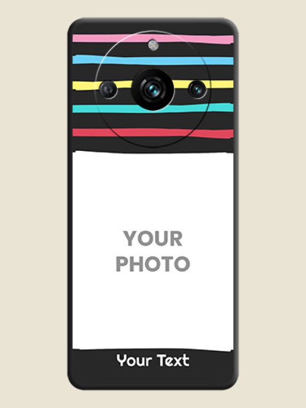 Custom Multicolor Lines with Image on Space Black Personalized Soft Matte Phone Covers - Realme 11 Pro Plus 5G - alternate view