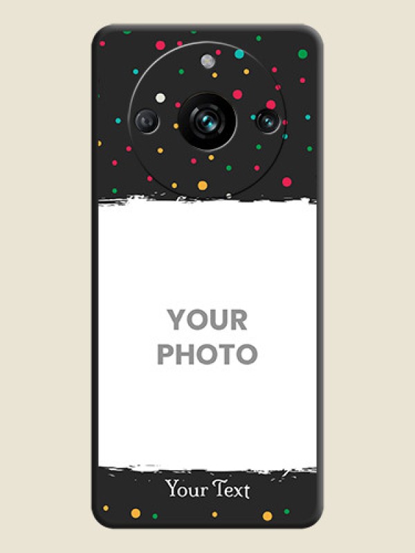 Custom Multicolor Dotted Pattern with Text on Space Black Custom Soft Matte Phone Back Cover - Realme 11 Pro Plus 5G - alternate view