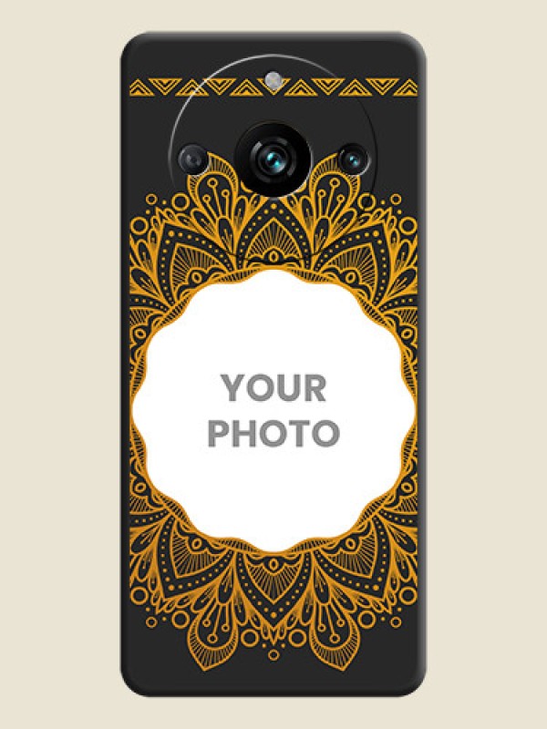 Custom Round Image with Floral Design - Photo on Space Black Soft Matte Mobile Cover - Realme 11 Pro Plus 5G - alternate view