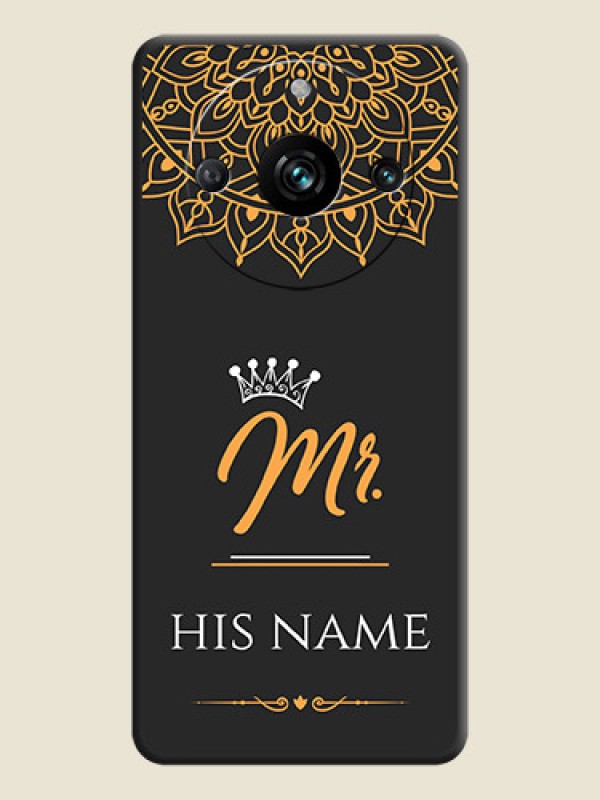 Custom Mr Name with Floral Design on Personalised Space Black Soft Matte Cases - Realme 11 Pro Plus 5G - alternate view