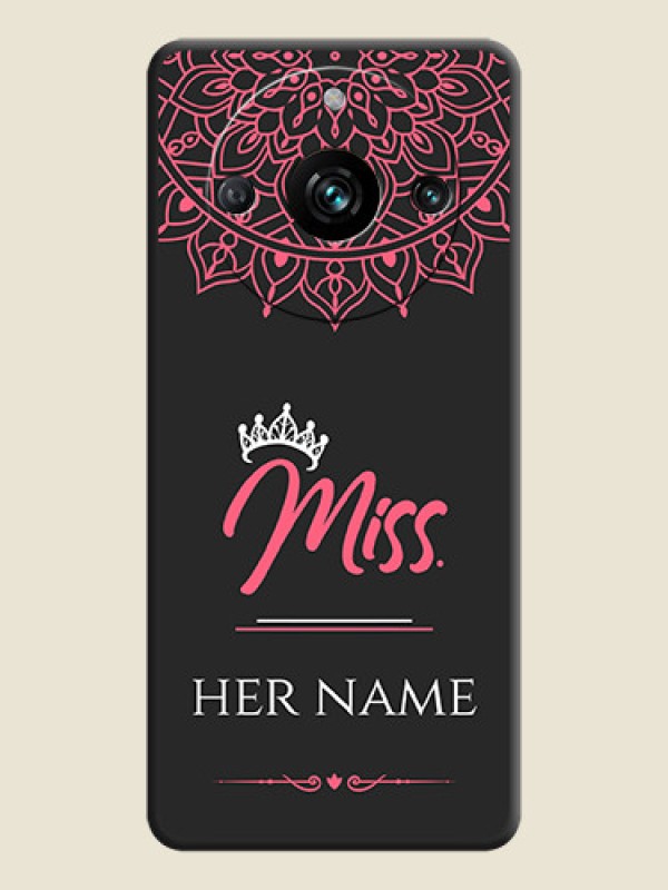 Custom Mrs Name with Floral Design on Space Black Personalized Soft Matte Phone Covers - Realme 11 Pro Plus 5G - alternate view