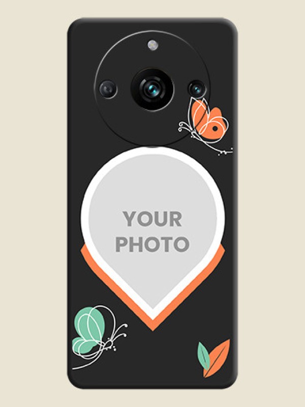 Custom Upload Pic With Simple Butterly Design On Space Black Personalized Soft Matte Phone Covers - Realme 11 Pro Plus 5G - alternate view