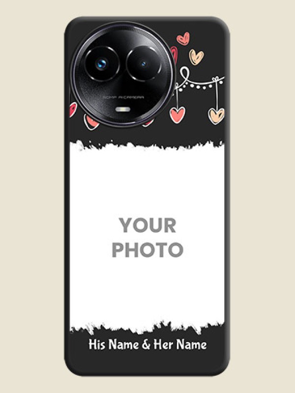 Custom Pink Love Hangings with Name On Space Black Custom Soft Matte Mobile Back Cover - Realme 11X 5G - alternate view