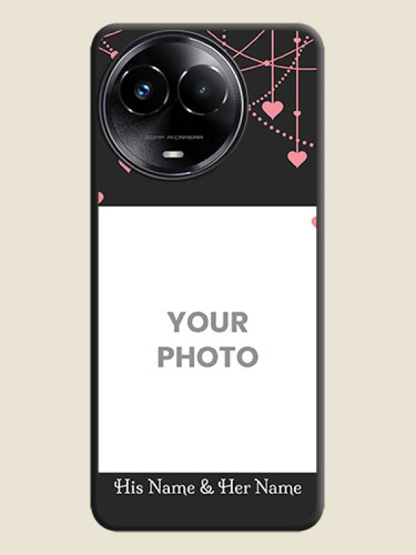 Custom Pink Love Hangings with Text On Space Black Custom Soft Matte Mobile Back Cover - Realme 11X 5G - alternate view