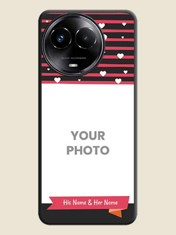 Custom White Color Love Symbols with Pink Lines Pattern On Space Black Custom Soft Matte Mobile Back Cover - Realme 11X 5G - alternate view
