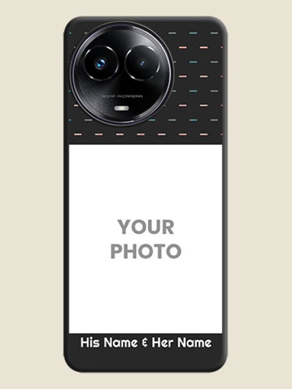 Custom Line Pattern Design with Text On Space Black Custom Soft Matte Mobile Back Cover - Realme 11X 5G - alternate view