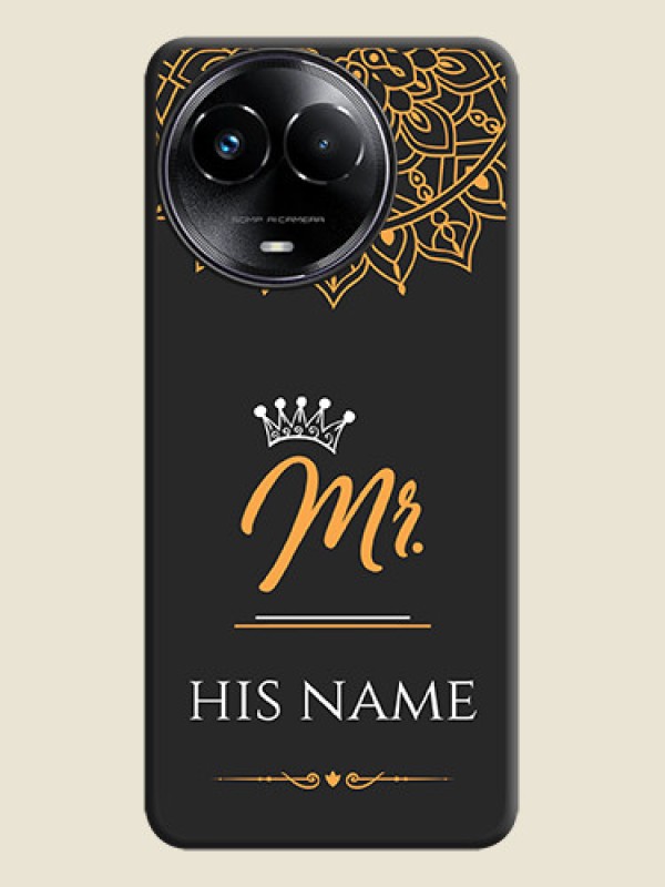 Custom Mr Name with Floral Design On Space Black Custom Soft Matte Mobile Back Cover - Realme 11X 5G - alternate view