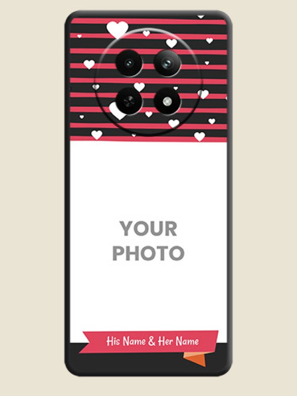Custom White Color Love Symbols with Pink Lines Pattern on Space Black Custom Soft Matte Phone Cases - Realme 12 5G - alternate view