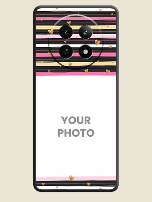 Custom Multicolor Lines and Golden Love Symbols Design - Photo on Space Black Soft Matte Mobile Cover - Realme 12 5G - alternate view