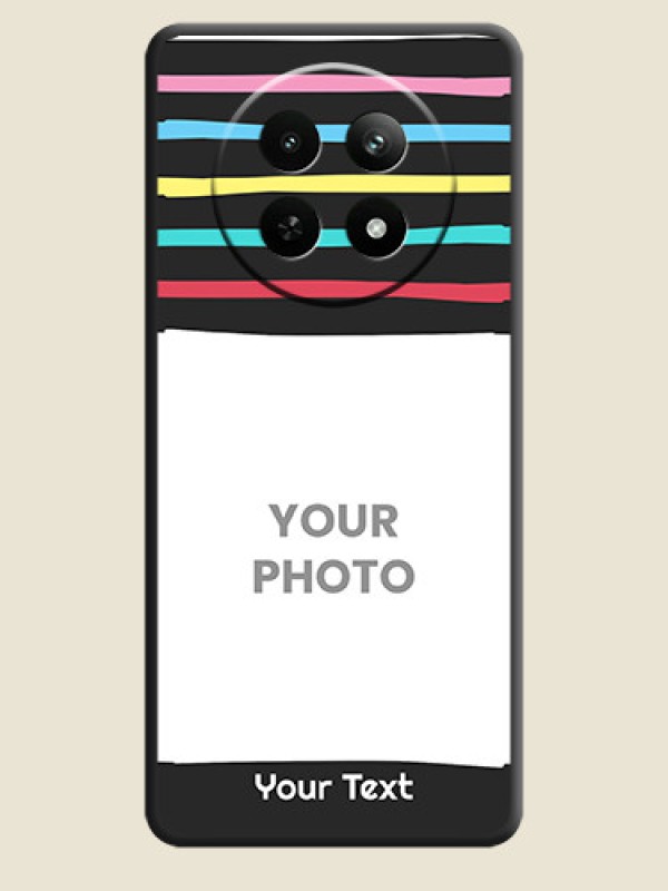 Custom Multicolor Lines with Image on Space Black Personalized Soft Matte Phone Covers - Realme 12 5G - alternate view