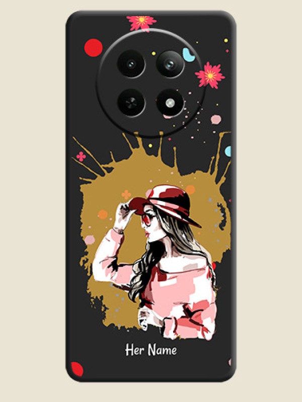 Custom Mordern Lady With Color Splash Background With Custom Text On Space Black Personalized Soft Matte Phone Covers - Realme 12 5G - alternate view