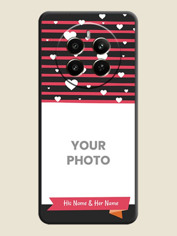 Custom White Color Love Symbols with Pink Lines Pattern on Space Black Custom Soft Matte Phone Cases - Realme 12 Plus 5G - alternate view